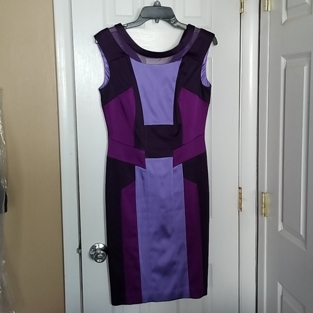 Jax Purple and Lavender Colorblock Midi Dress